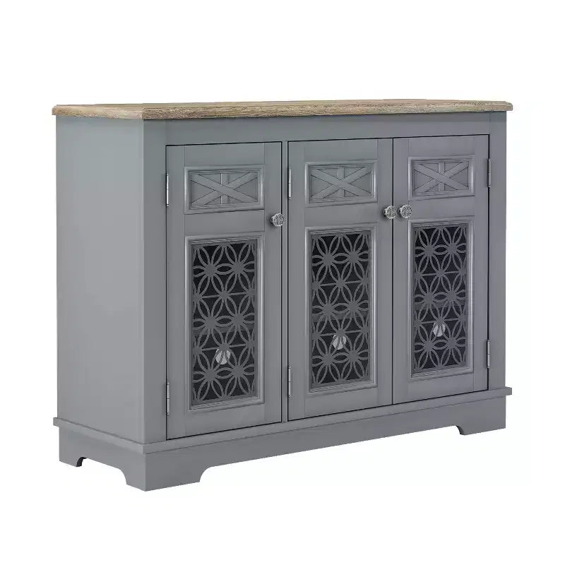 45" Vintage Storage Buffet Sideboard Cabinet in Gray