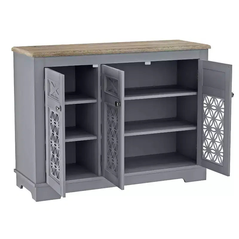 45" Vintage Storage Buffet Sideboard Cabinet in Gray