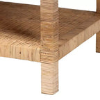 Tavolino da caffè rettangolare in rattan e legno con ripiano aperto