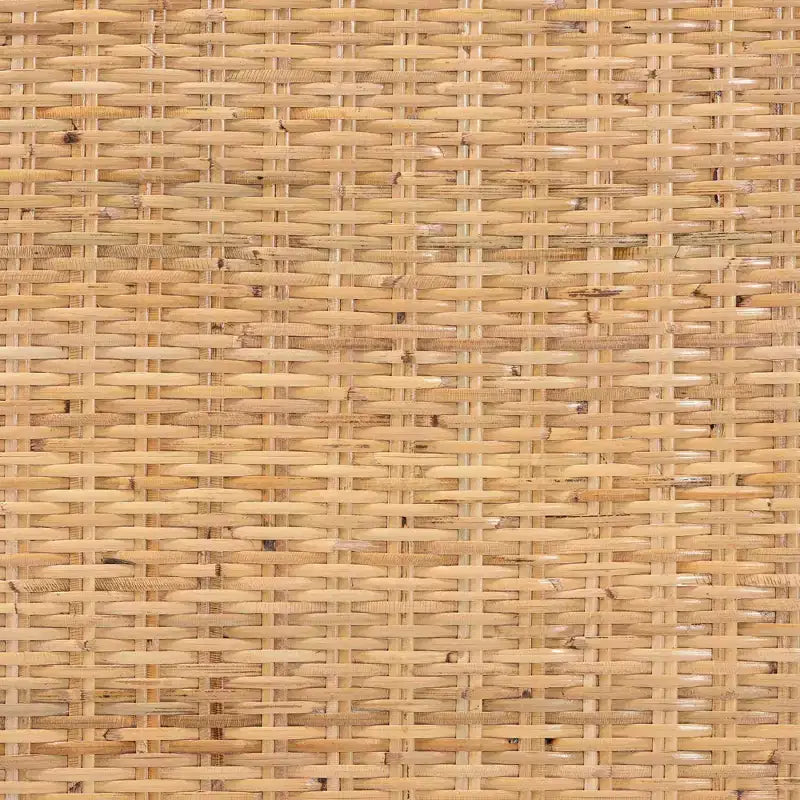 Rattan and Wood Rectangle Coffee Table with Open Shelf