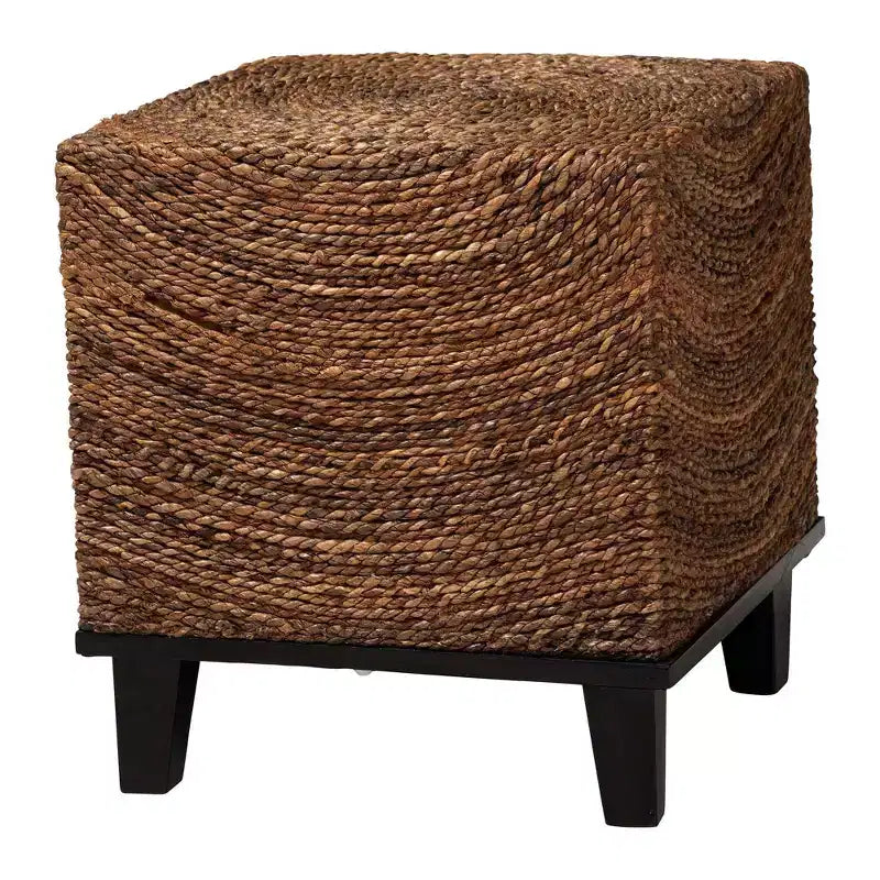 Seagrass Woven End Table – Natural Seagrass / Espresso Brown