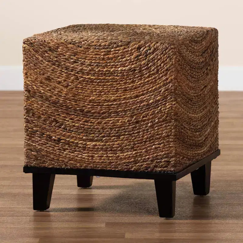 Seagrass Woven End Table – Natural Seagrass / Espresso Brown