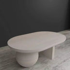 Tavolino da caffè oblungo in legno di mango da 38" con base a gamba a sfera, bianco