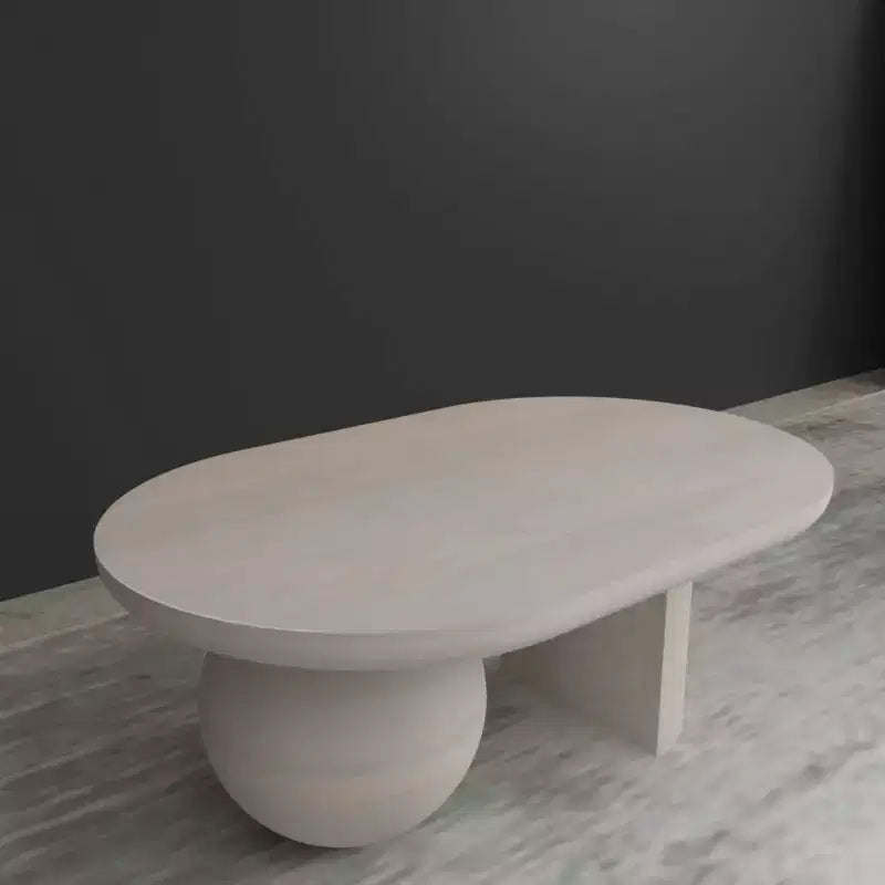 38" Oblong Mango Wood Coffee Table with Ball Leg Base, White