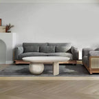 Tavolino da caffè oblungo in legno di mango da 38" con base a gamba a sfera, bianco