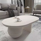 Tavolino da caffè oblungo in legno di mango da 38" con base a gamba a sfera, bianco