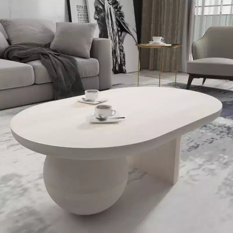 38" Oblong Mango Wood Coffee Table with Ball Leg Base, White