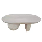 Tavolino da caffè oblungo in legno di mango da 38" con base a gamba a sfera, bianco