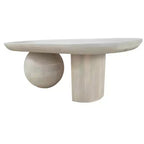 Tavolino da caffè oblungo in legno di mango da 38" con base a gamba a sfera, bianco
