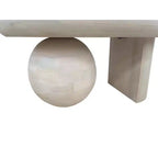 Tavolino da caffè oblungo in legno di mango da 38" con base a gamba a sfera, bianco