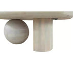 Tavolino da caffè oblungo in legno di mango da 38" con base a gamba a sfera, bianco