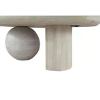 Tavolino da caffè oblungo in legno di mango da 38" con base a gamba a sfera, bianco