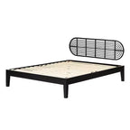 Letto matrimoniale con testiera a muro in rattan – Nero