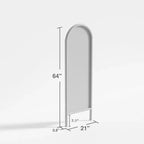 Specchio a figura intera da appoggio con cornice in legno e parte superiore ad arco