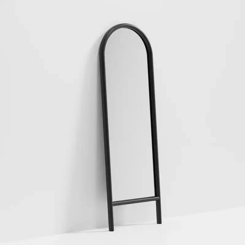 Wood Frame Arch Top Full Length Leaning Mirror