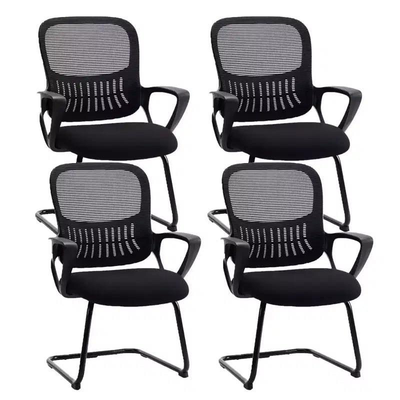 JIONJOY Office Desk Chair No Wheels Set of 4 | Black