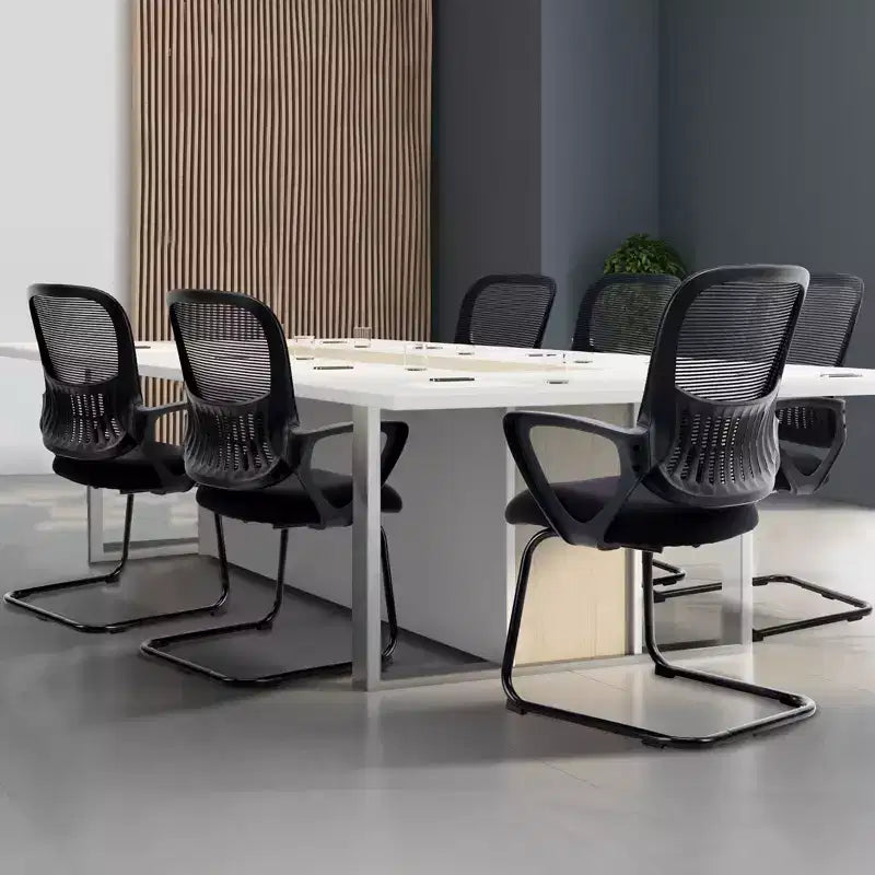 Office Desk Chair No Wheels Set of 4 - Black