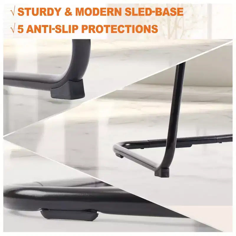 Office Desk Chair No Wheels Set of 4 - Black