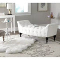 White Upholstered Bench with Tufted Velvet Seat and Casters