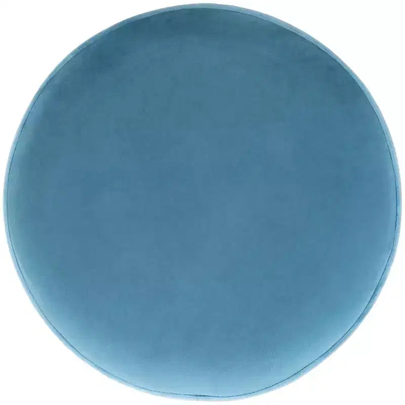 Round Velvet Ottoman with Gold Metal Base