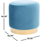 Pouf rotondo in velluto con base in metallo dorato