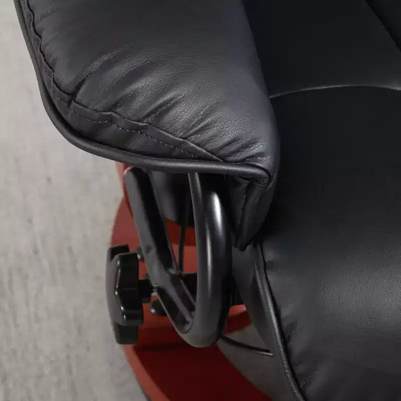 Swivel Recliner Chair with Footrest, PU Leather, 360° Rotating Base for Living Room