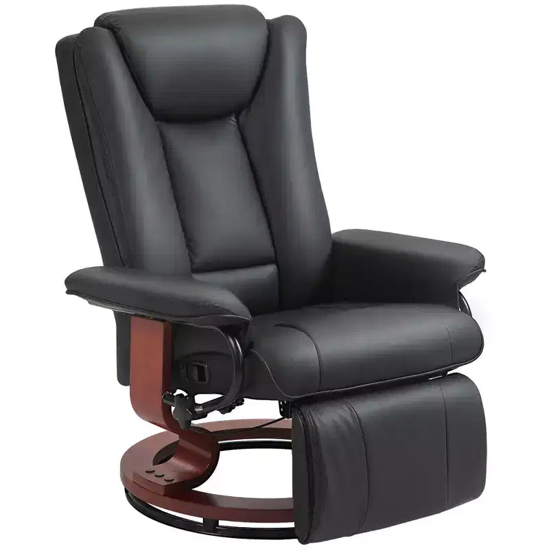 HOMCOM Swivel Recliner Chair, PU Leather Reclining Chair for Living Room, Modern Recliner Sofa with Footrest