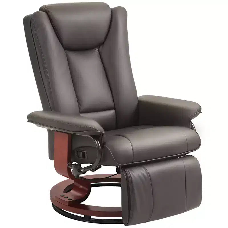 Swivel Recliner Chair with Footrest, PU Leather, 360° Rotating Base for Living Room