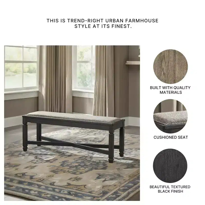 Upholstered Dining Bench with Nailhead Trim