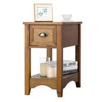 Costway Contemporary Chair Side End Table Compact Table w/ Drawer Nightstand Tawny