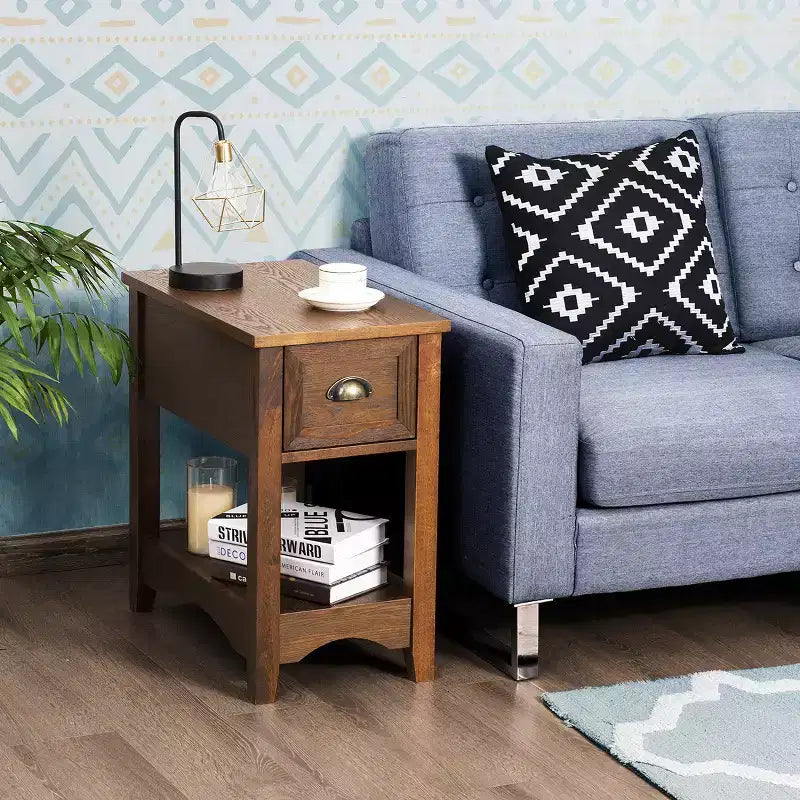 Chair Side End Table with Drawer and Shelf - Tawny