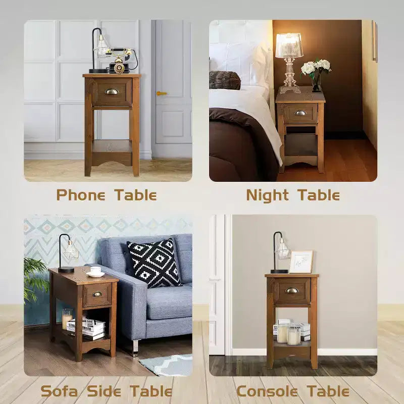 Chair Side End Table with Drawer and Shelf - Tawny