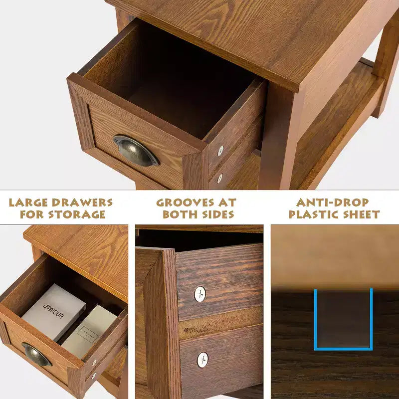 Chair Side End Table with Drawer and Shelf - Tawny