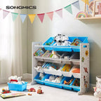 SONGMICS Kid's Large Toy Storage Unit with 16 Removable Bins, for Playroom, Children Room, 41.7, Space Theme