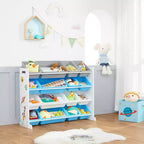 Mobile Contenitore Portagiochi Grande per Bambini con 16 Contenitori Rimovibili, Tema Spaziale, 105,9 cm