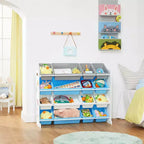 Mobile Contenitore Portagiochi Grande per Bambini con 16 Contenitori Rimovibili, Tema Spaziale, 105,9 cm