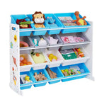 Mobile Contenitore Portagiochi Grande per Bambini con 16 Contenitori Rimovibili, Tema Spaziale, 105,9 cm