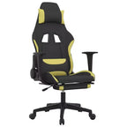 vidaXL Gaming Chair with Footrest, Black and Light Green, Fabric