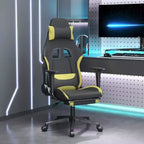 Sedia da gaming con poggiapiedi, nera e verde chiaro, tessuto