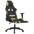 Sedia da gaming con poggiapiedi, nera e verde chiaro, tessuto
