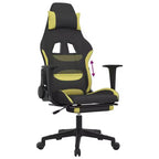 Sedia da gaming con poggiapiedi, nera e verde chiaro, tessuto