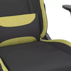 Sedia da gaming con poggiapiedi, nera e verde chiaro, tessuto