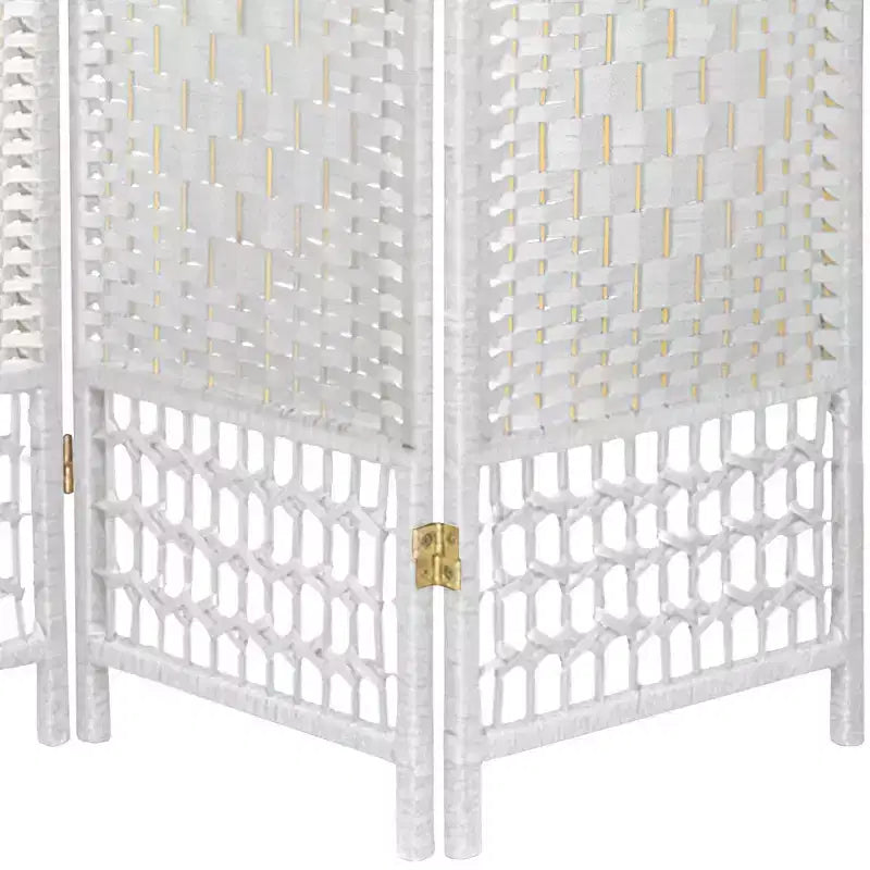 3-Panel Fiber Weave Room Divider, 67 Inches Tall