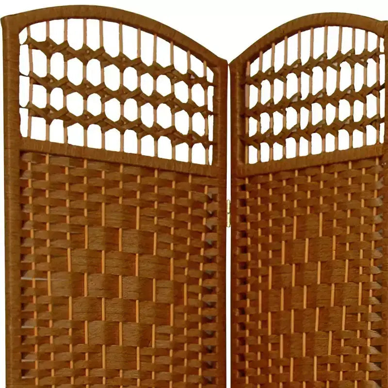 3-Panel Fiber Weave Room Divider, 67 Inches Tall