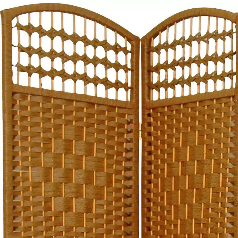 3-Panel Fiber Weave Room Divider, 67 Inches Tall