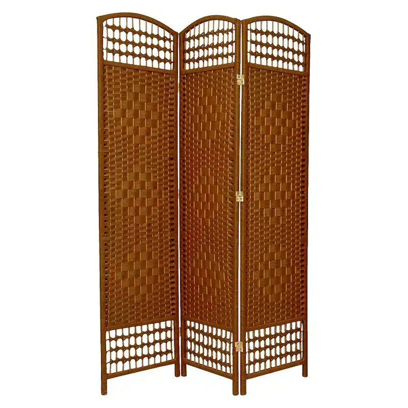 3-Panel Fiber Weave Room Divider, 67 Inches Tall