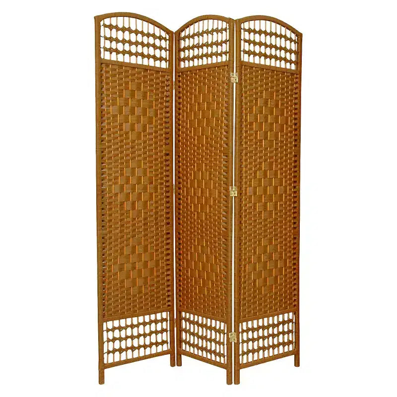 3-Panel Fiber Weave Room Divider, 67 Inches Tall