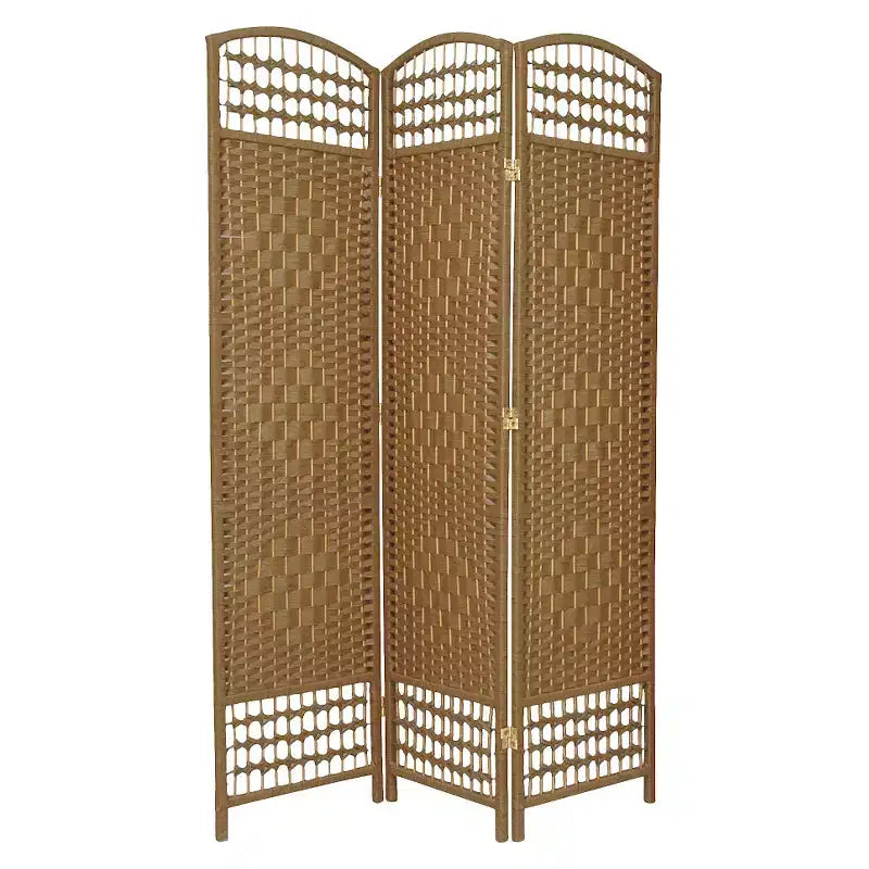3-Panel Fiber Weave Room Divider, 67 Inches Tall
