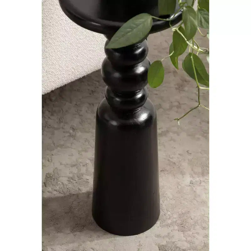 Round Solid Wood Accent Table with Pedestal Base