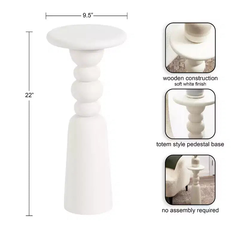 Round Solid Wood Accent Table with Pedestal Base